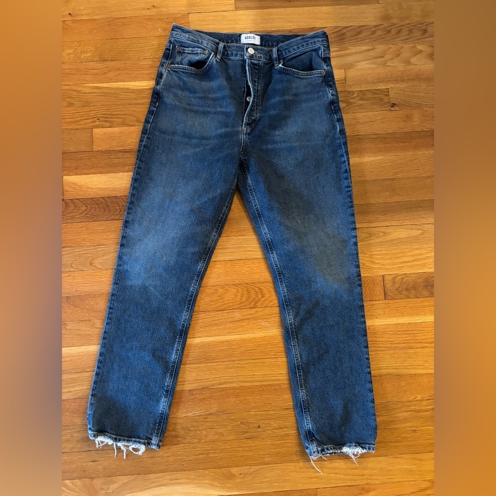 AGOLDE Riley High Rise Straight Crop, Size 29, Button Front
